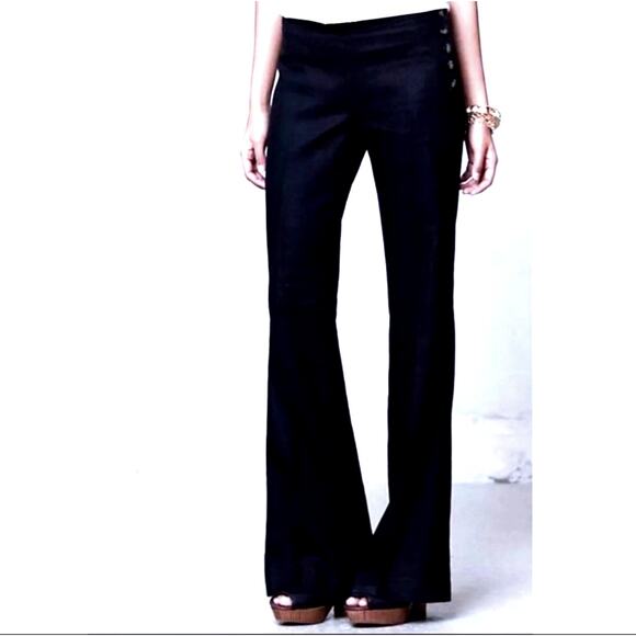ANTHROPOLOGIE Elevenses The Brighton Trouser Wide Leg-Black Size 8 - Picture 1 of 6
